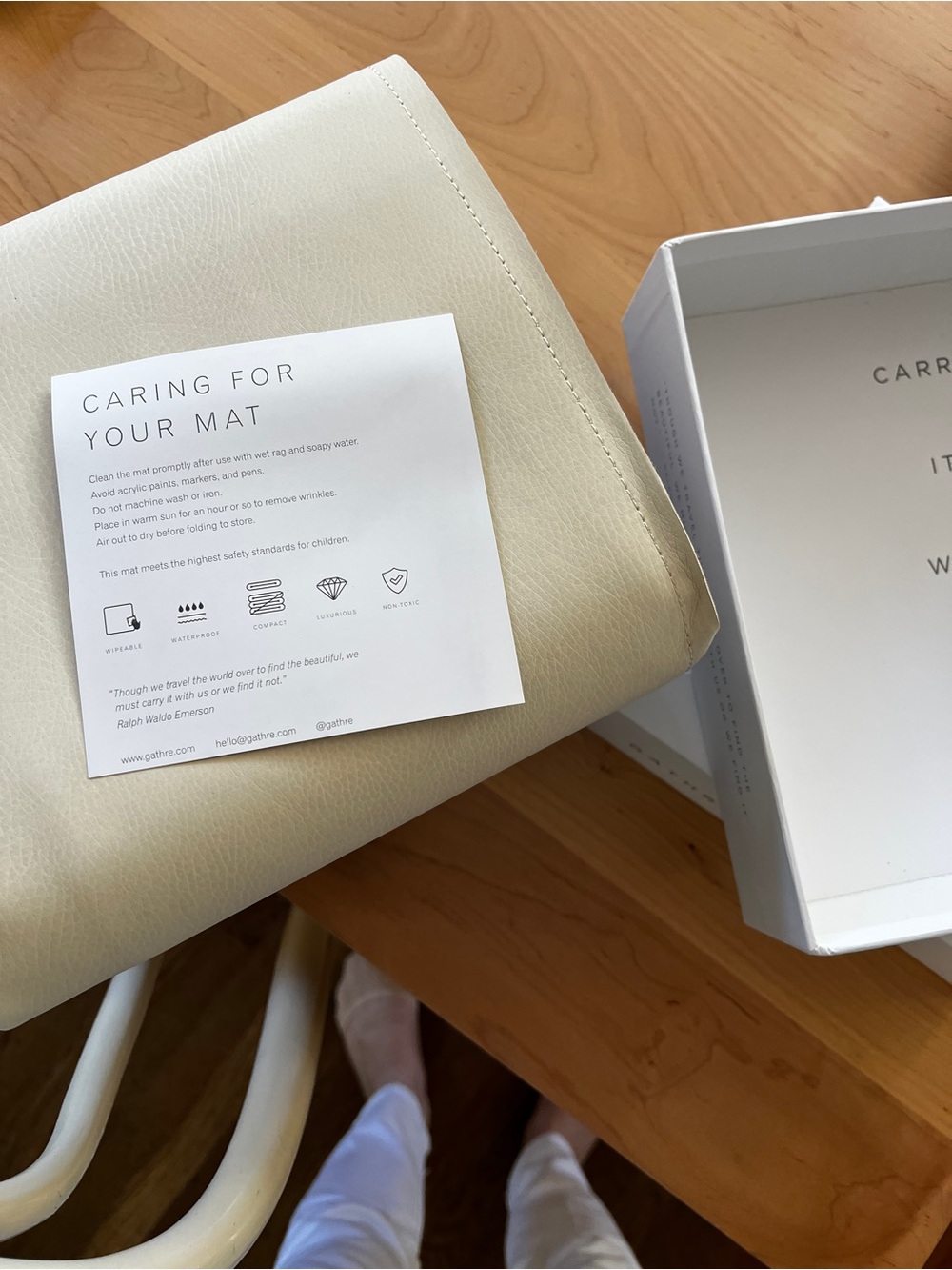 GATHER Bonded Leather Seat Mat 54”x54” - Cream NIB - Picture 7 of 10